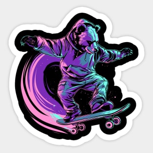 Bear playing skateboard Sticker